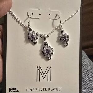 Fine Silver Plated Purple Jewelry Set NWT